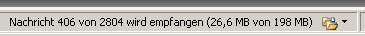 Screenshot Outlook: Nachricht 406 von 2804 wird emfpanen 25.6 MB von 198 MB
