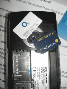 Handy O2 und Interkom Karte auf meinem Handy